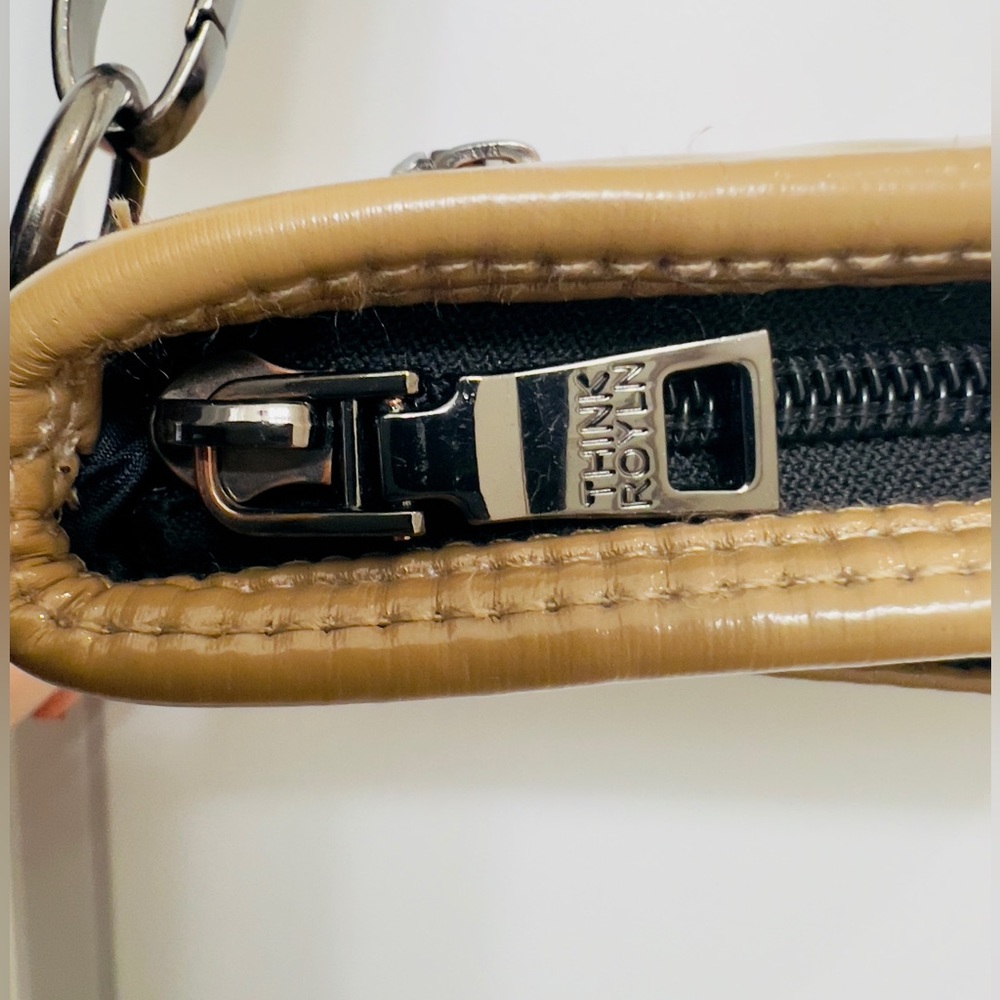 THINK ROYLN Quilted Crossbody Bag in Mustard Yellow with Striped Strap - Picture 4 of 10